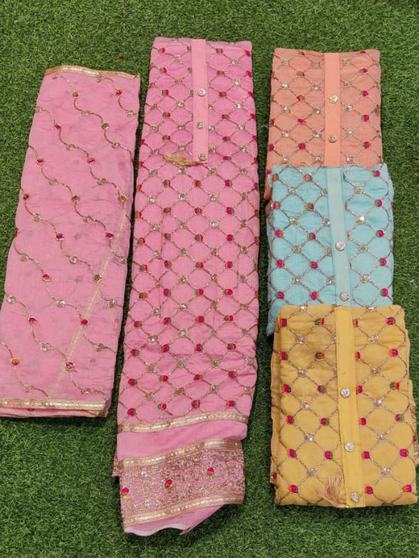 Pink Modal Chanderi Suit with senton Bottom and Chiffon Dupatta