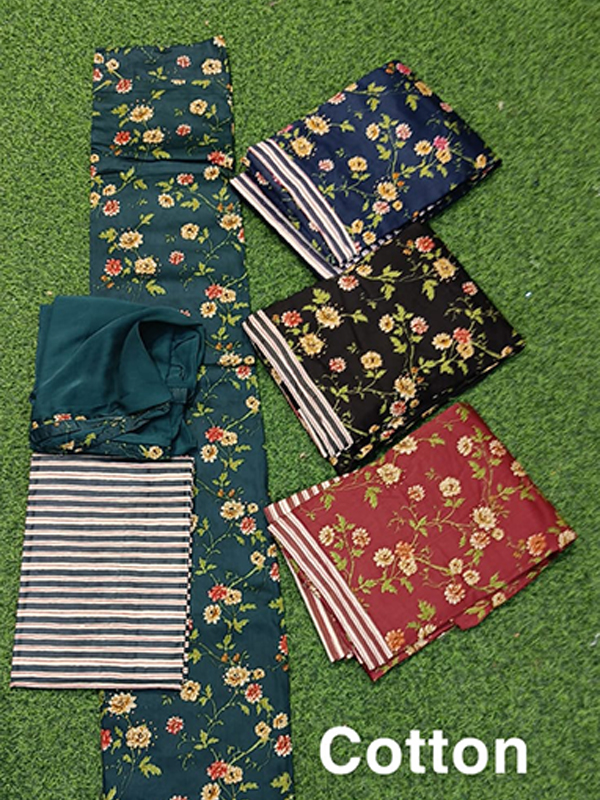 Cambric Cotton Suit with Cotton Bottom and Dupatta
