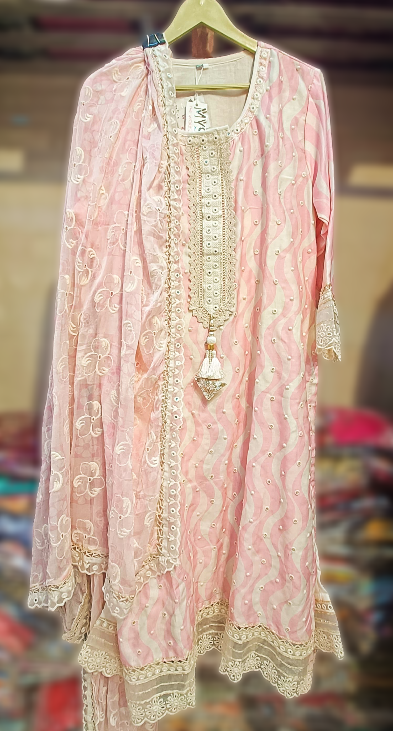 readymade 3-piece cotton suits with threadwork